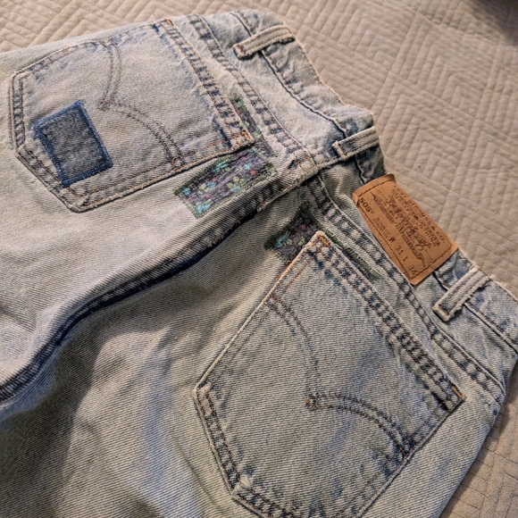 Vintage 505 Levis Patchwork Embroidered Jeans Worn by A Famous Bassist - Picture 6 of 6